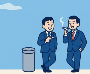 タバコを吸いながら談笑するサラリーマンのイラスト