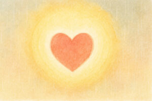 優しい光に包まれるハート｜房舎施のイメージイラスト