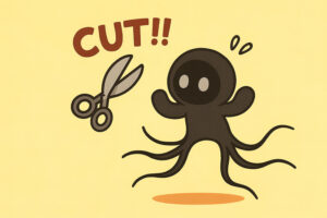 悪縁をハサミでチョキチョキして撃退するイラスト