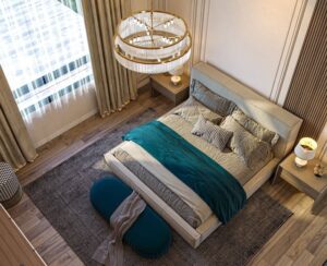 ハイクラスホテルの寝室のイメージ