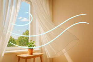 風が吹き込む窓辺のイメージ