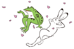 花見する鳥獣戯画