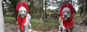 息栖神社の狛狐かわいい