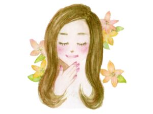 開運メイクをした女性のイメージイラスト