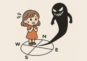 凶方位の不運におびえている女の子のイメージ