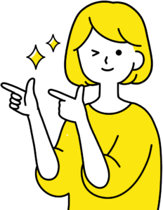 キラキラ指さす明るい女性のイラスト